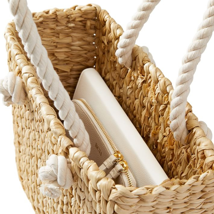 Handwoven Straw Tote With Rope Handle | Mark and Graham