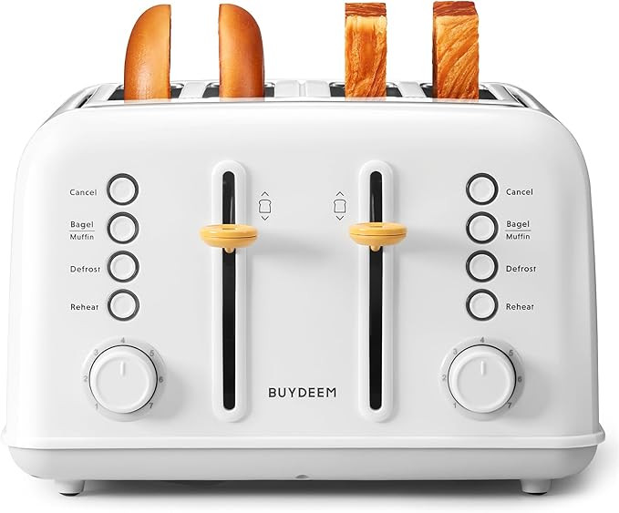 BUYDEEM DT640 4-Slice Toaster, Extra Wide Slots, Stainless Steel with High Lift Lever, Bagel and ... | Amazon (US)