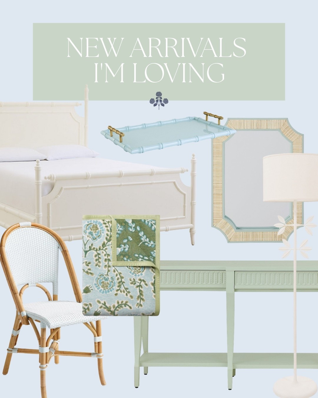 Fresh new furniture and decor arrivals for spring! 

Serena and Lily, Ballard designs, ChappyWrap, Grandmillennial home, blue and green decor 

#LTKHome