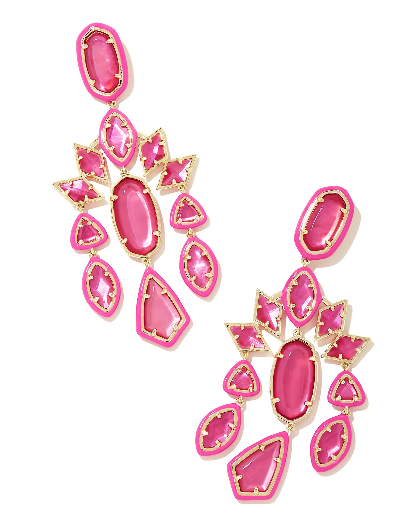 Greta Gold Statement Earrings in Pink Mix | Kendra Scott