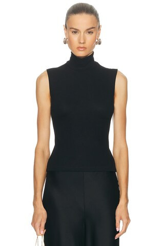 LESET Lauren Sleeveless Turtleneck Top in Black - Black. Size M (also in L). | FWRD 