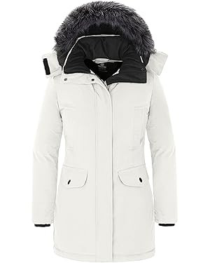 Wantdo Women's Long Winter Coat Thick Puffer Jacket Faux Fur Hooded Parka Jacket | Amazon (US)