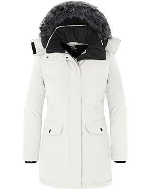Wantdo Women's Long Winter Coat Thick Puffer Jacket Faux Fur Hooded Parka Jacket | Amazon (US)