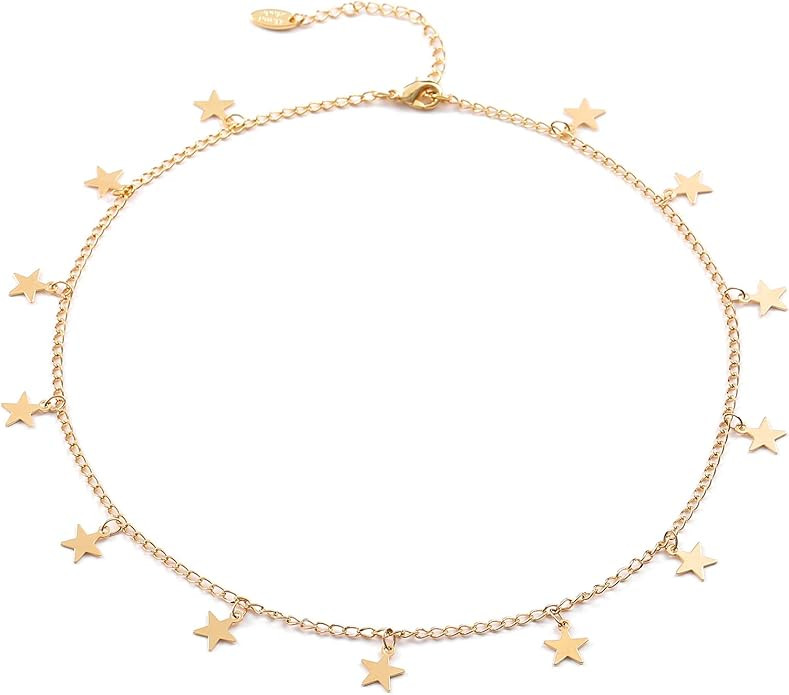 Fremttly Star Choker Necklaces Disc Coin Handmade Simple 14K Gold Plated/Silver Plated Delicate D... | Amazon (US)