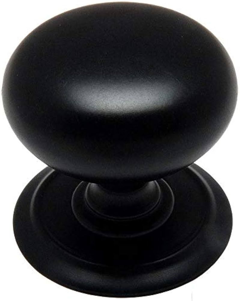 Cosmas 10 Pack 6542FB Flat Black Round Cabinet Hardware Knob with Backplate - 1-1/4" Diameter | Amazon (US)