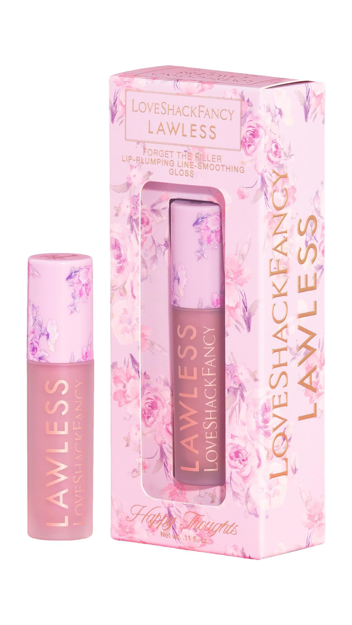 Lawless Women's x LoveShackFancy Forget The Filler Lip Plumping Gloss, Happy Thoughts, 0.11 Ounce | Amazon (US)