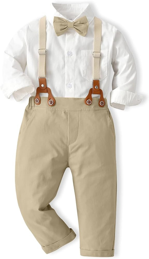 Toddler Boy Dress Clothes Outfit Button Down Shirt + Pants Set, 12 Months - 8 Years | Amazon (US)