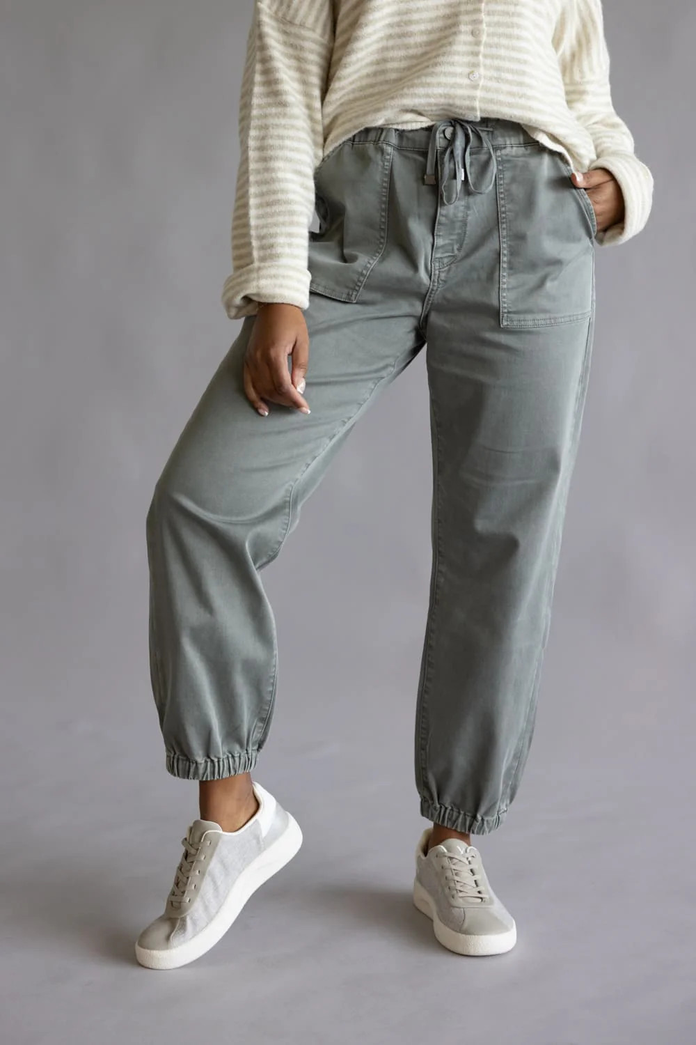 Mica Cropped Jogger Pants for Women in Ash Grey | Glik's
