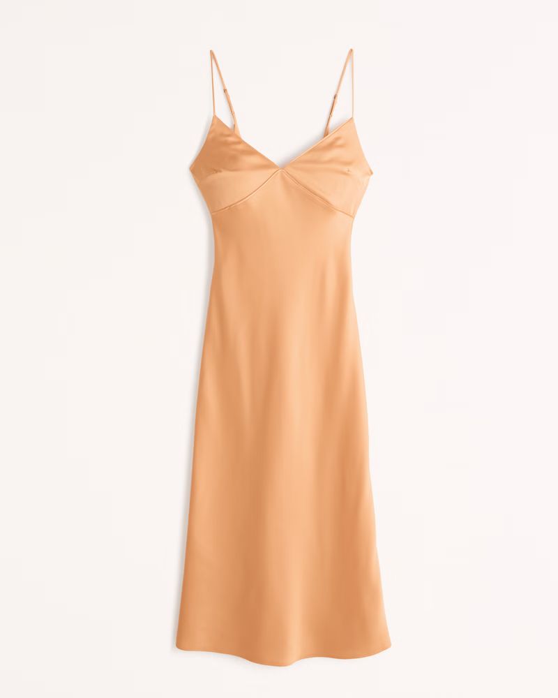 Satin Slip Midi Dress | Abercrombie & Fitch (US)