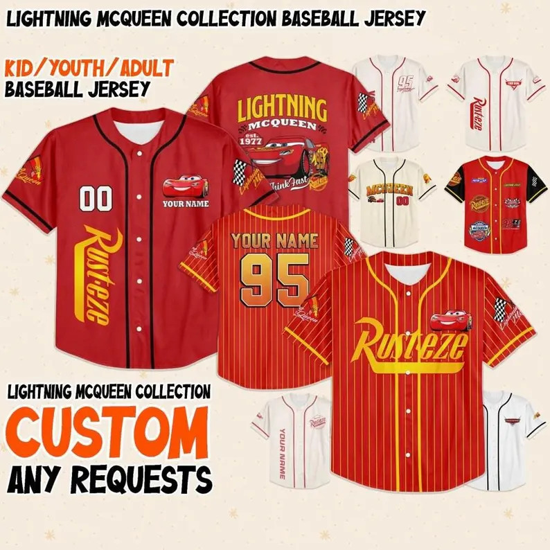 Personalize Disney Cars Lightning Mcqueen Collection Awesome, Custom Adult Kid Youth Baseball Jer... | Etsy (US)