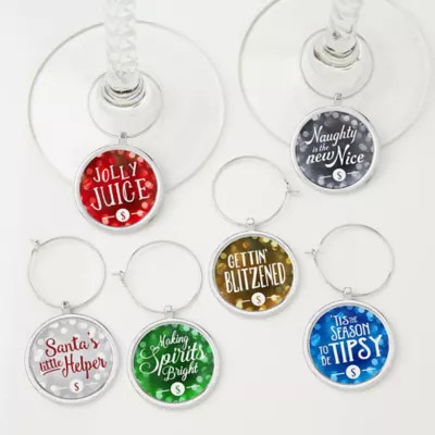 6-Piece Happy Holidays Wine Charm Set. | Bed Bath & Beyond