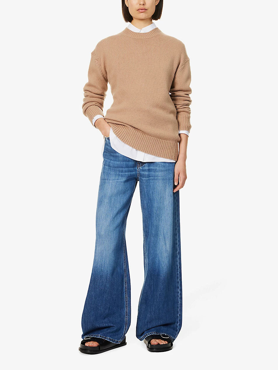 Faded-wash wide-leg low-rise jeans | Selfridges