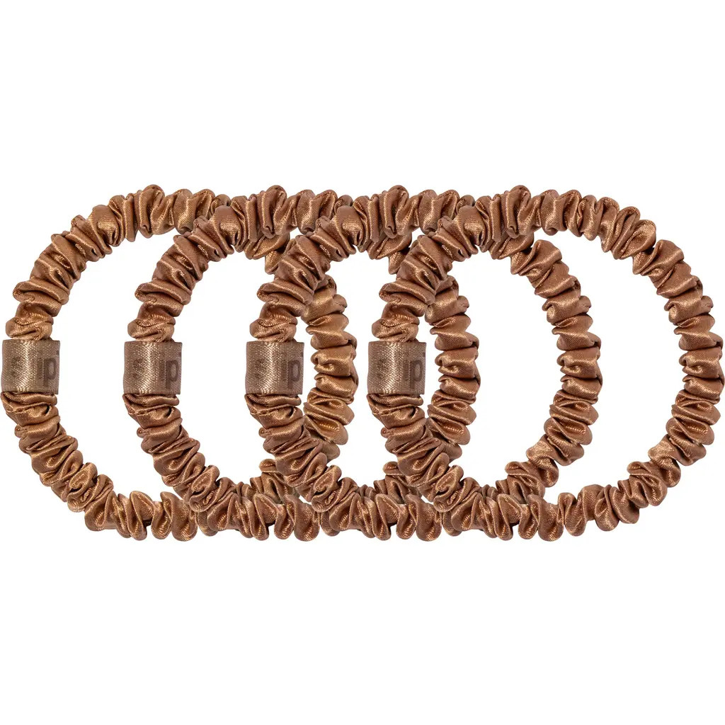 slip Pure Silk 4-Pack Skinny Scrunchies: Back to Basics Collection in Copper at Nordstrom | Nordstrom