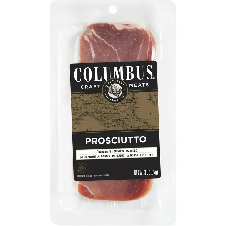 COLUMBUS Sliced Pork Prosciutto, Sliced Charcuterie Meat, Serving size 28 g, 3 oz Plastic Tray Pa... | Walmart (US)
