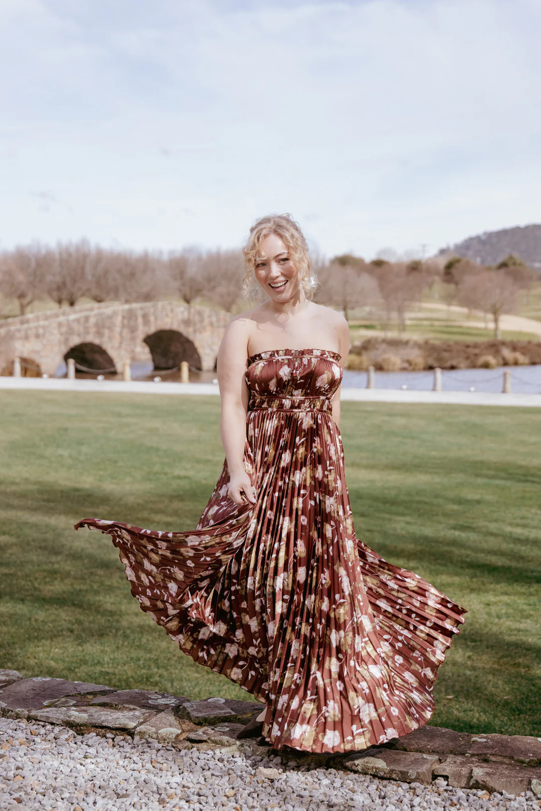 Angelique Strapless Maxi Dress - Brown Floral | Petal & Pup (US)