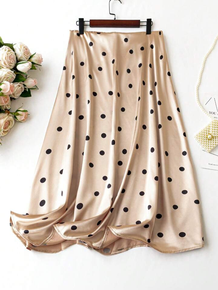 SHEIN Essnce Plus Polka Dot Print Skirt | SHEIN