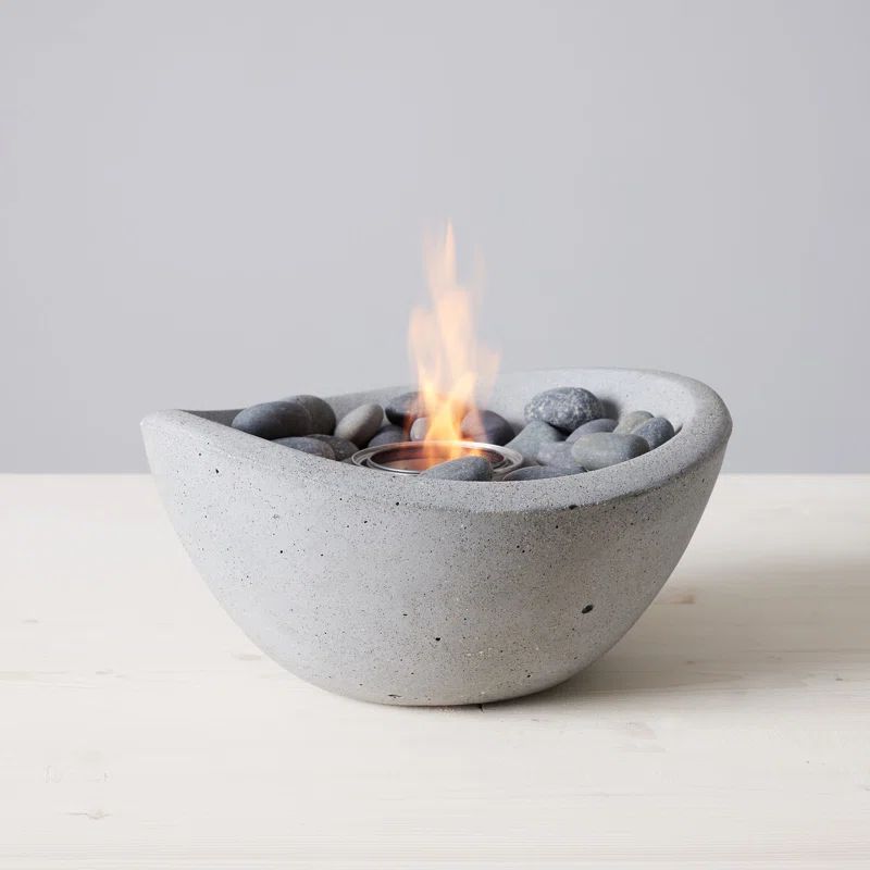 TerraFlame Wave Concrete Table Top Gel Fuel Fire Bowl - Indoor and Outdoor Use | Wayfair North America