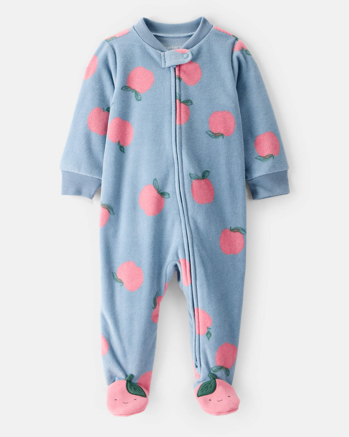 Baby Girl Apple Print Loose Fit Long-Sleeve Sleep & Play Pajamas - Blue | Carter's Inc