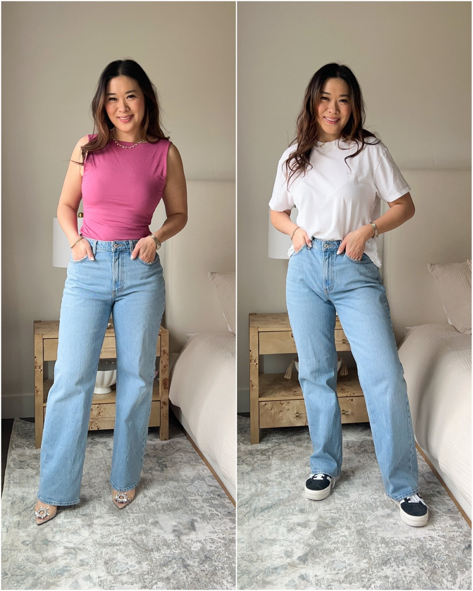 Abercrombie Outfits
Pink Tank: Medium
Jeans: 28R
White Tee: Medium 