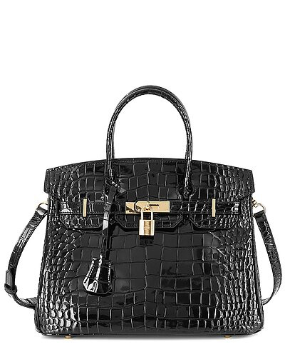 Large Croc-Embossed Leather Satchel | Gilt & Gilt City