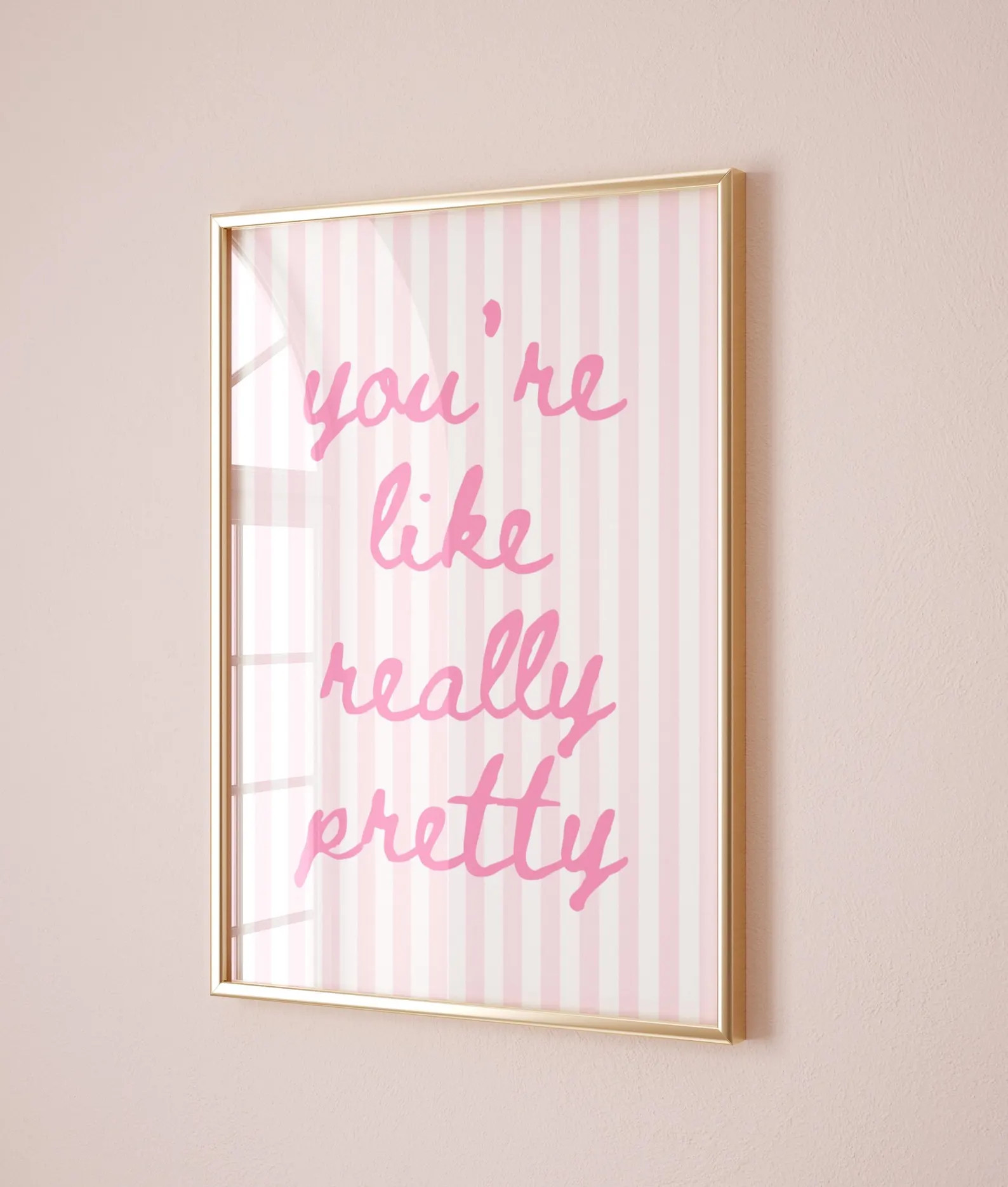 Pink Stripe Quote Print | Trendy Preppy Dorm Room Wall Art You’re Like Really Pretty (Digital D... | Etsy (Global)