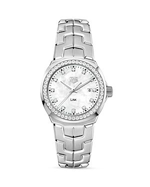 Tag Heuer Link Mother-Of-Pearl and Diamond Watch, 32mm | Bloomingdale's (US)