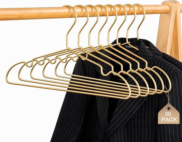 Premium Clothes Hangers 16.5" Metal Gold Coat Hangers Non Slip Hook Laundry Wire Suits Shirt Hang... | Amazon (US)