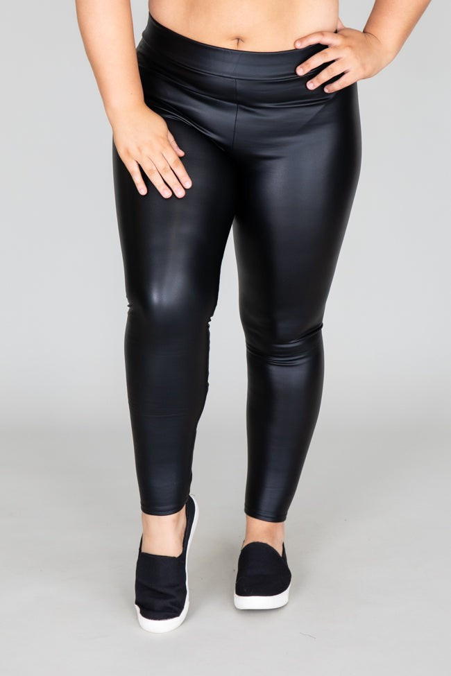 Chic Start Faux Leather Black Leggings | Pink Lily