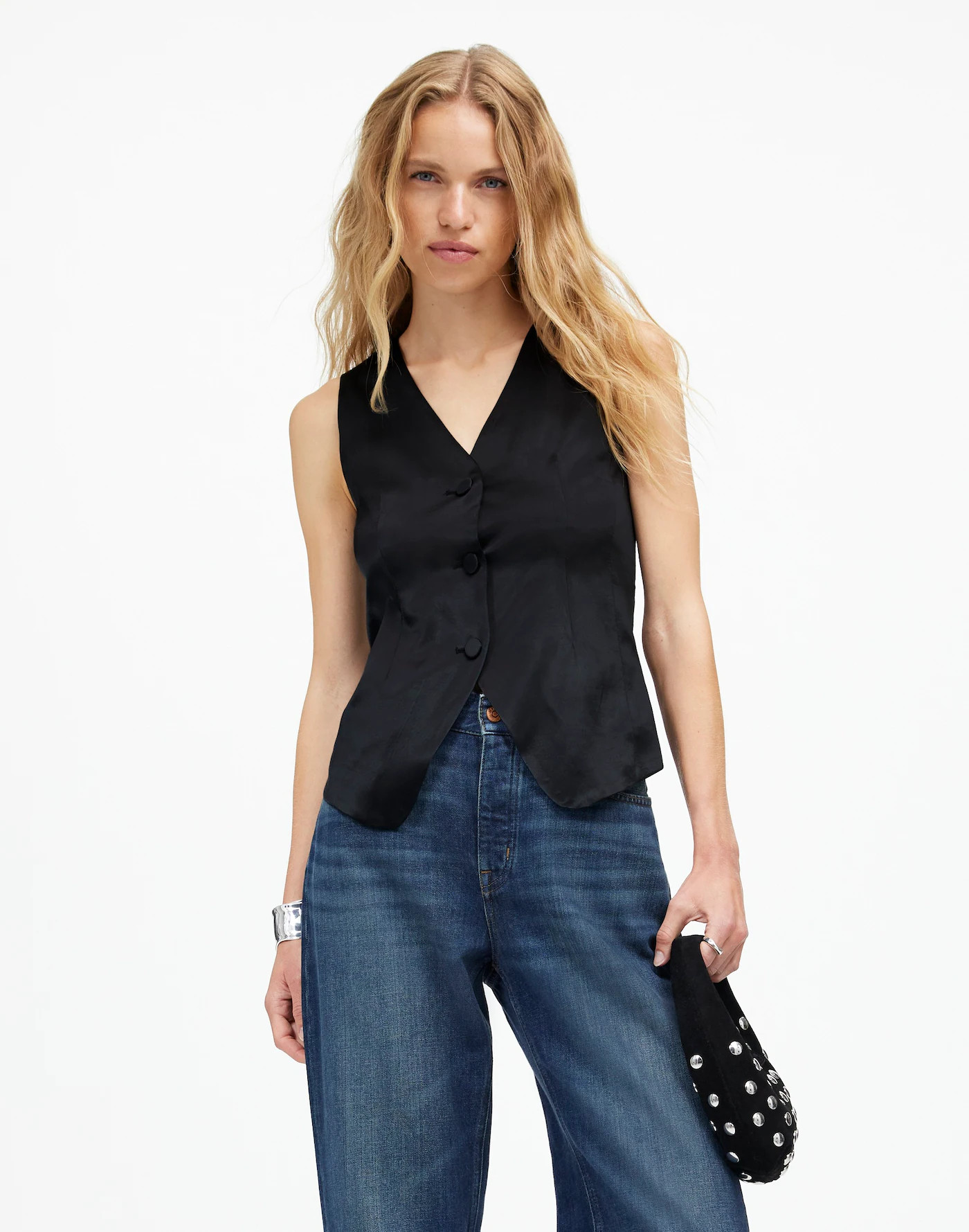 Button-Front Vest Top in Satin | Madewell