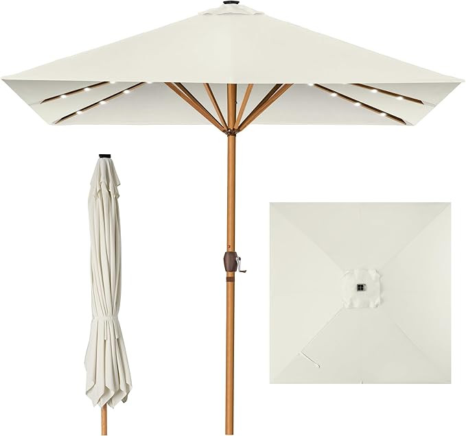 Best Choice Products 9ft Deep Square Solar Powered LED Lighted Patio Umbrella w/Faux Wood Texture... | Amazon (US)