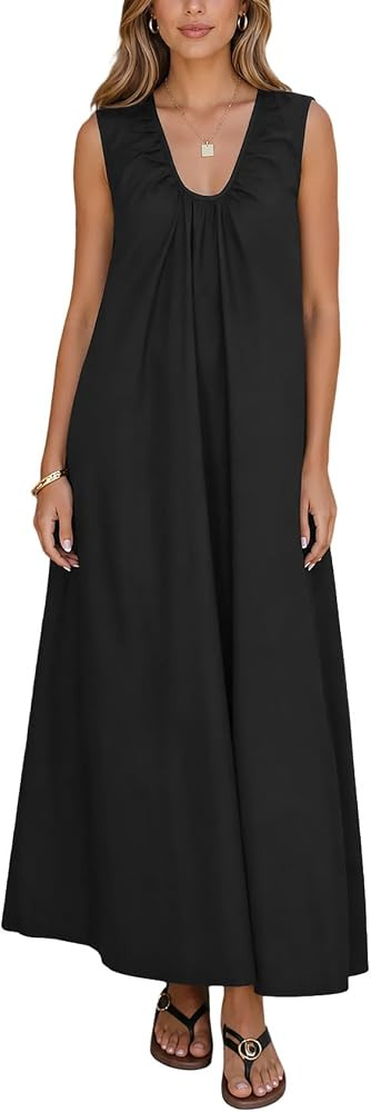 KFUBUO Sundresses for Women 2026 Casual Summer Dresses Sleeveless Maxi Vacation Beach Dress | Amazon (US)