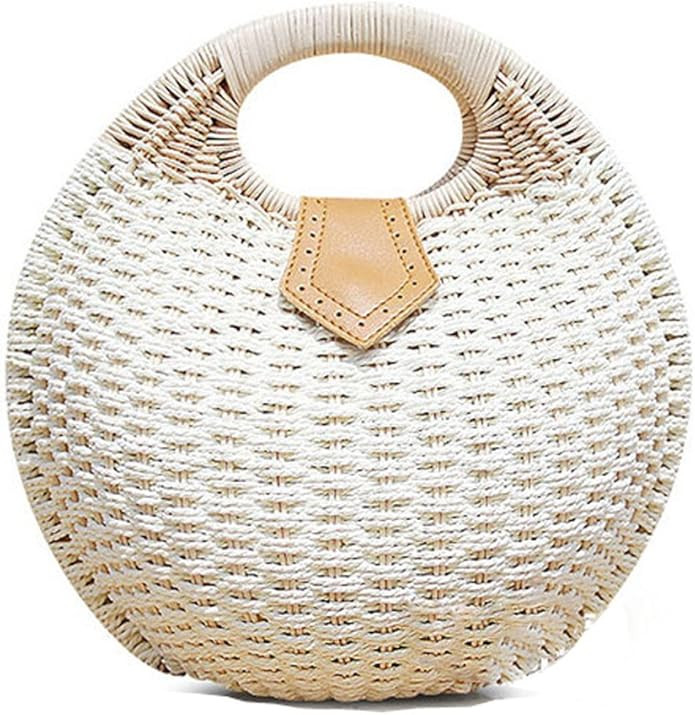Pulama Wicker Woven Crossbody Straw Beach Bucket Summer Fashion Vacation Women Top Handle Handbag | Amazon (US)