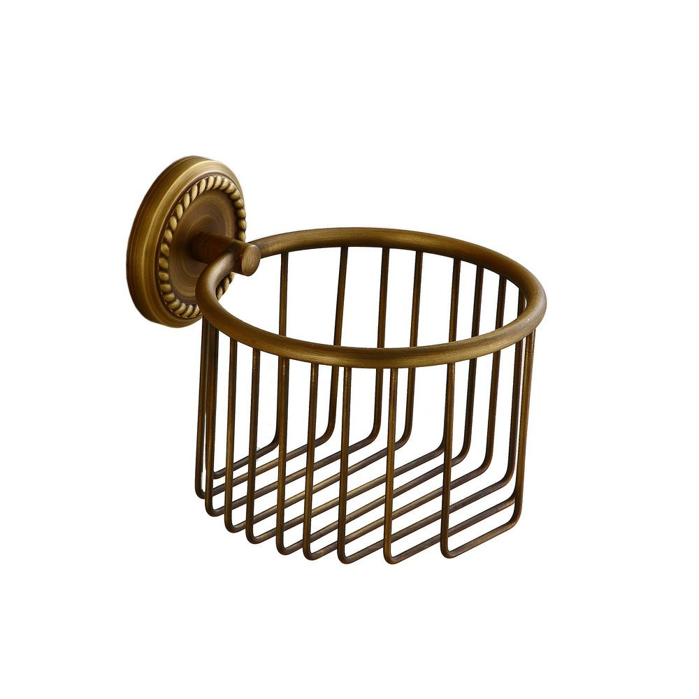 Vintage Toilet Paper Holder Wall Mounted Bathroom Roll Tissue Wire Basket, Antique Brass | Amazon (US)