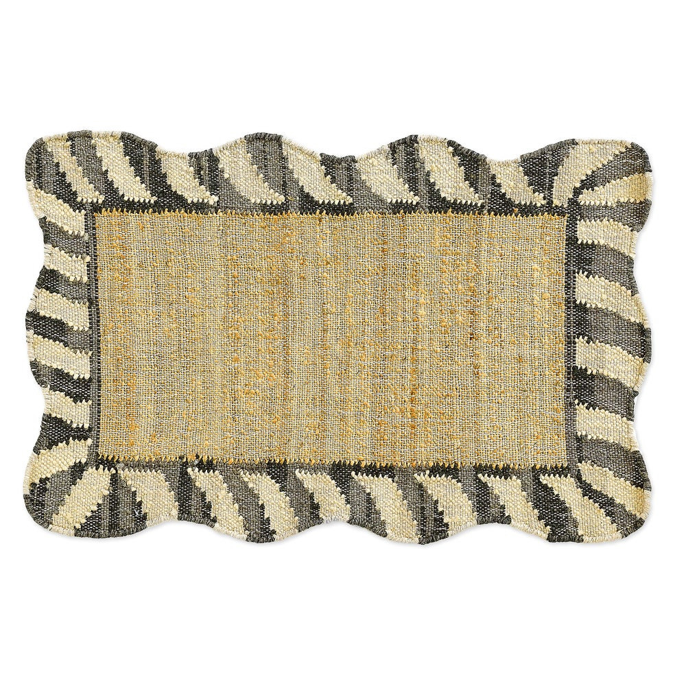 Jute Scalloped Black and White 2' x 3' Rug | MacKenzie-Childs