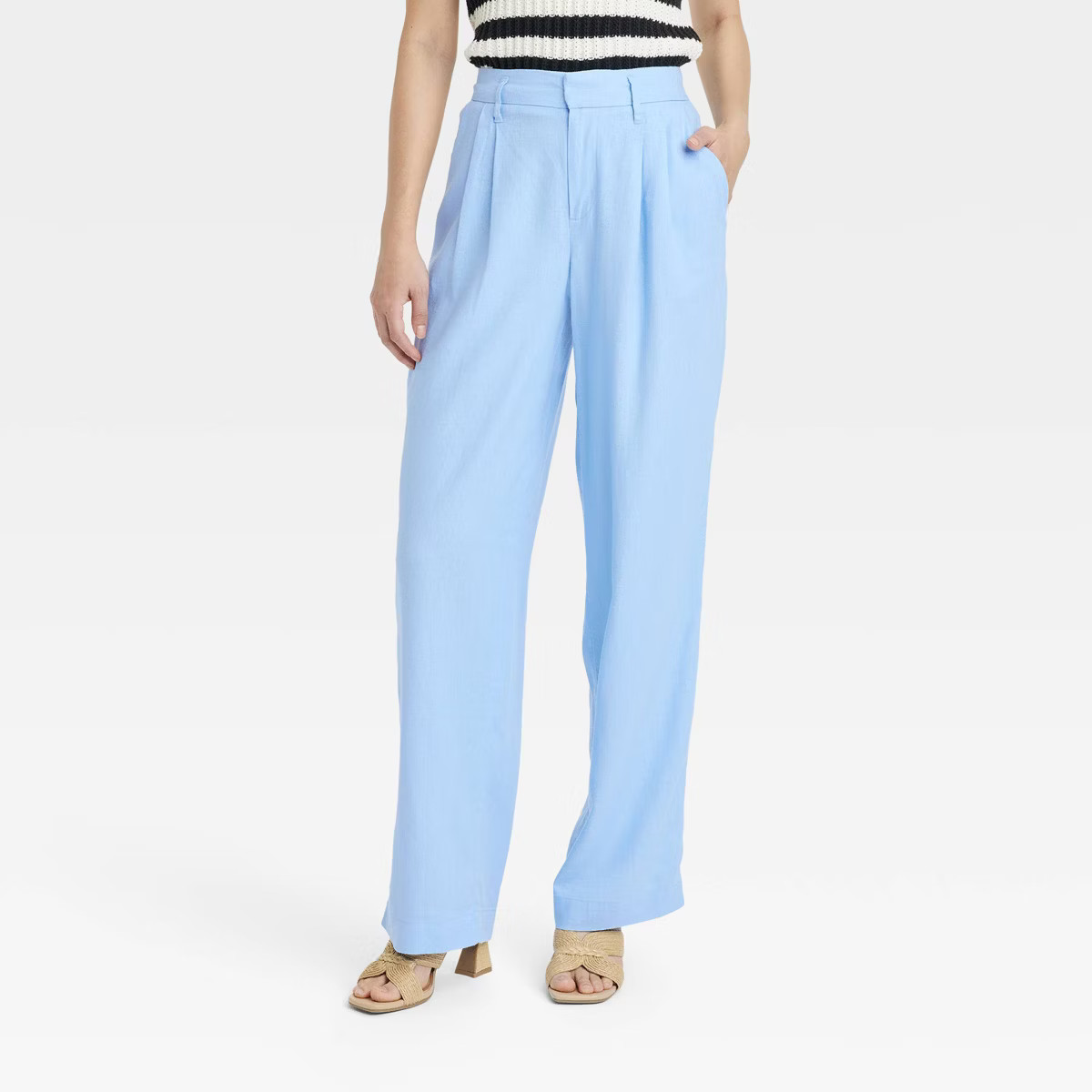 Women's High-Rise Linen Pleated Front Straight Pants - A New Day™ | Target