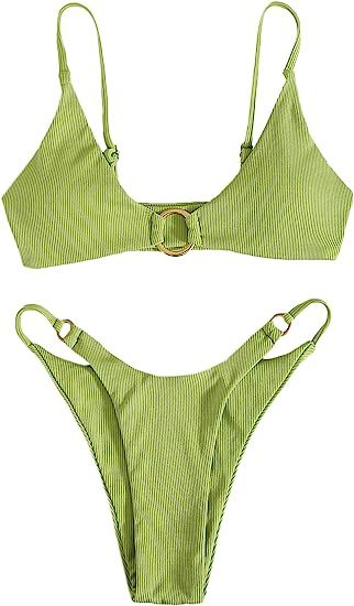 SOLY HUX Women's Print Tie Back Triangle Bikini Bathing Suits 2 Piece Swimsuits | Amazon (US)