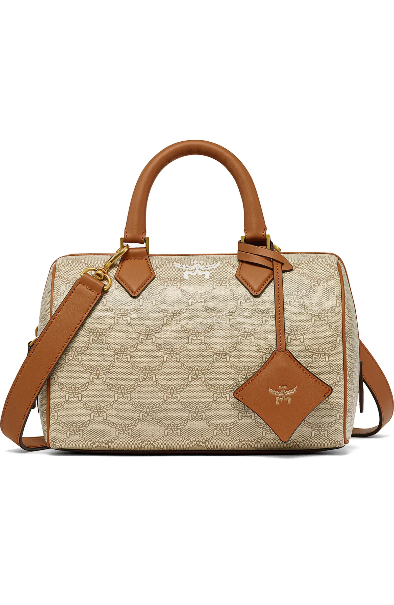 MCM Small Ella Lauretos Boston Coated Canvas Satchel | Nordstrom | Nordstrom