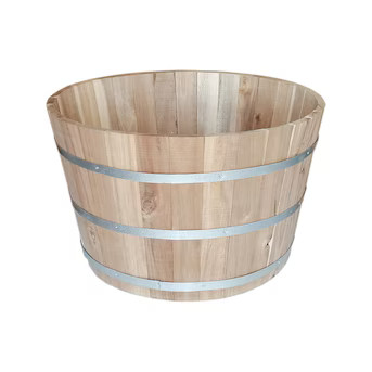 Style Selections Round 14.0-in W x 14-in H x Brown Wood Indoor/Outdoor Whiskey Barrel | Lowe's