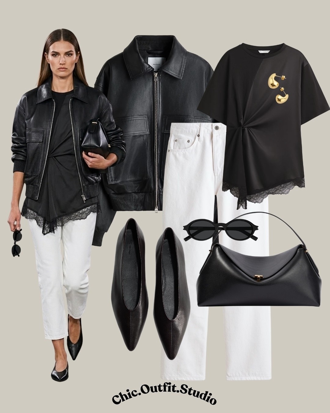 A black and white outfit that always feels modern and effortless 🖤
White jeans paired with a laceblack top layer create one of the most timeless outfit combinations. I styled them with a black leather jacket, sleek flats, and a minimalist shoulder bag for a look that feels polished but still easy to wear.

This is the kind of outfit that works perfectly for city days, casual dinners, shopping, travel, or evening drinks when you want something simple but chic.

Black and white is one of my favorite styling formulas because it always looks clean, sophisticated, and put-together without trying too hard.

✨Tags:
black and white outfit, white jeans outfit, leather jacket outfit women, chic casual outfit, minimalist outfit, elevated everyday outfit, city outfit women, smart casual outfit women, modern classic outfit, spring outfit women

#LTKstyletip #LTKjeans #LTKspring