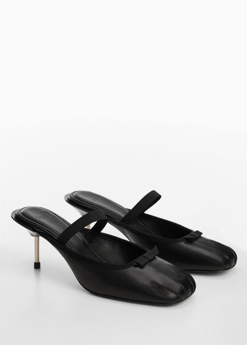 Leather ballerinas with metallic heel -  Women | Mango United Kingdom | MANGO (UK)