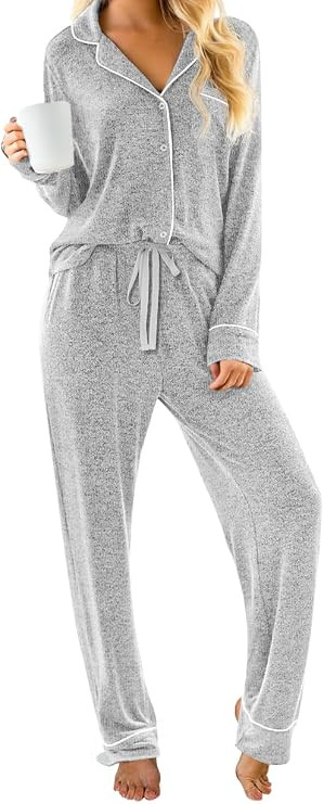 PrinStory Womens Pajama Sets Button Down Pjs 2 Piece Lounge Set | Amazon (US)