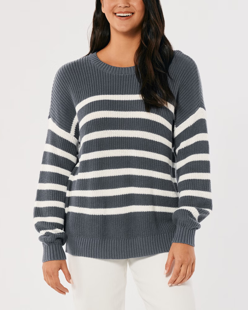 Women's Oversized Long-Sleeve Cable-Knit Sweater | Women's Tops | HollisterCo.com | Hollister (US)