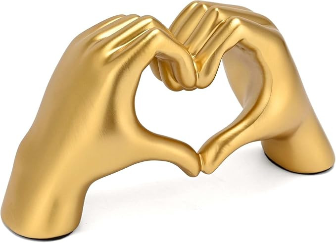 Heart Hands Sculpture Gold Resin Home Decor Heart Decorations Modern Love Finger Statue for Livin... | Amazon (US)