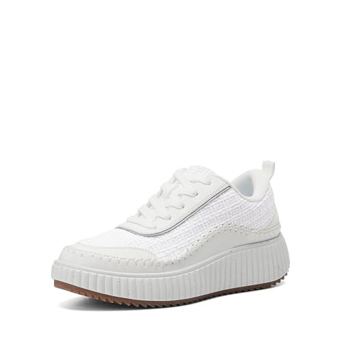 DREAM PAIRS Women Chunky City Tweed Comfortable Casual Platform Fashion Sneaker,Size 8.5,White,SDFN2379W | Amazon (US)