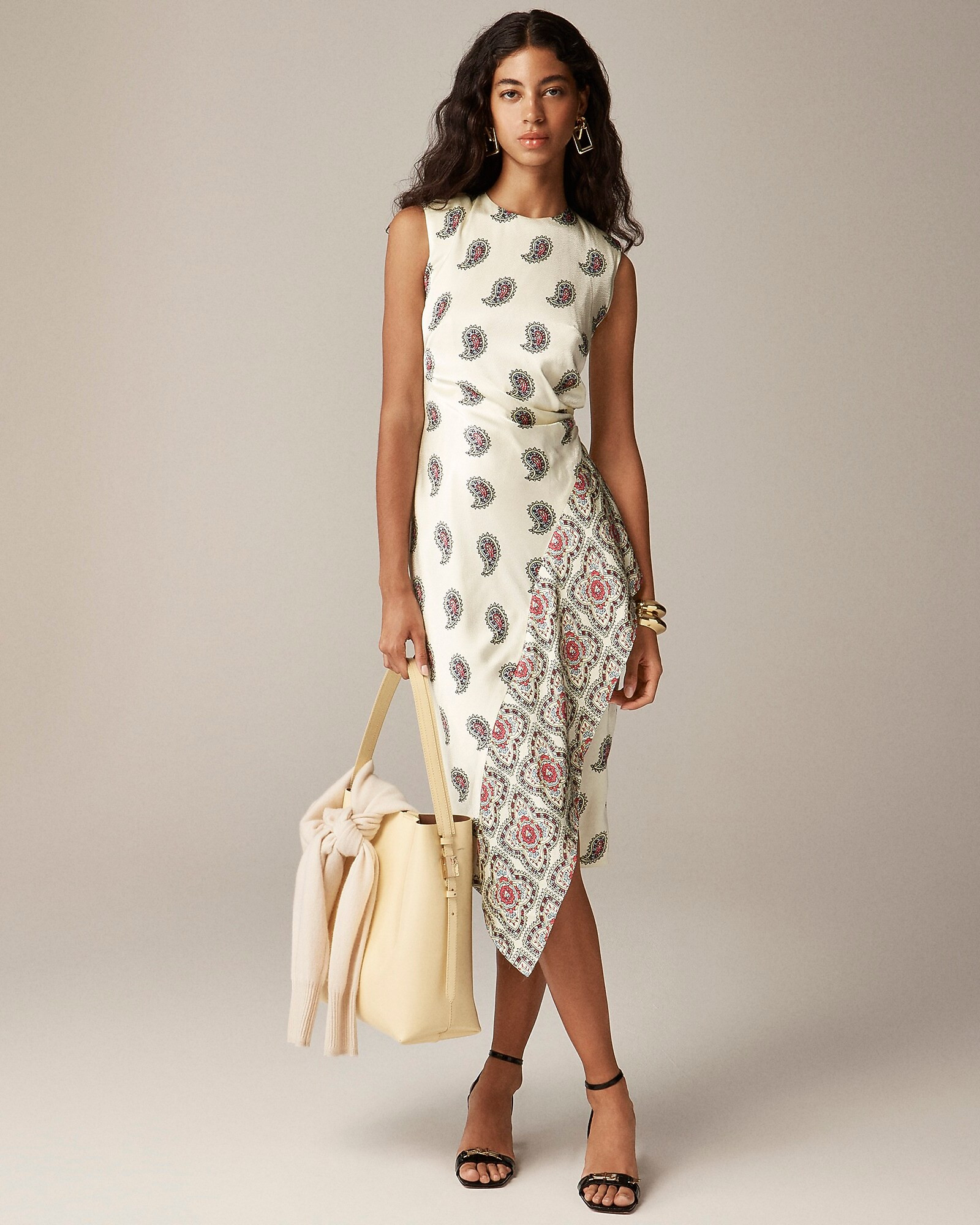 Faux-wrap midi dress in paisley | J. Crew US