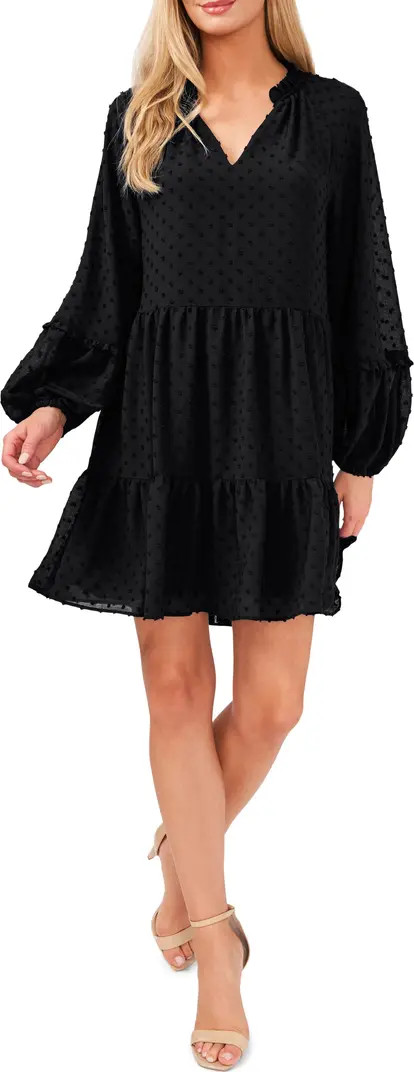 Clip Dot Ruffle Long Sleeve Shift Dress | Nordstrom