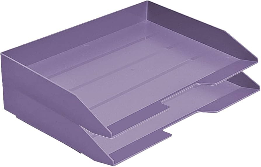 Acrimet Stackable Letter Tray 2 Tier Side Load, Plastic, Desktop File Organizer (Solid Purple Color) | Amazon (US)