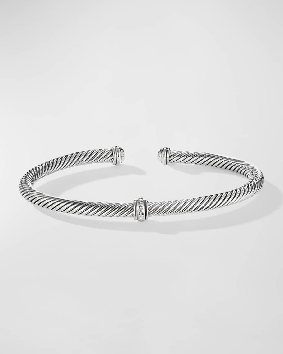 4mm Cable Station Bracelet w/ Diamonds | Neiman Marcus