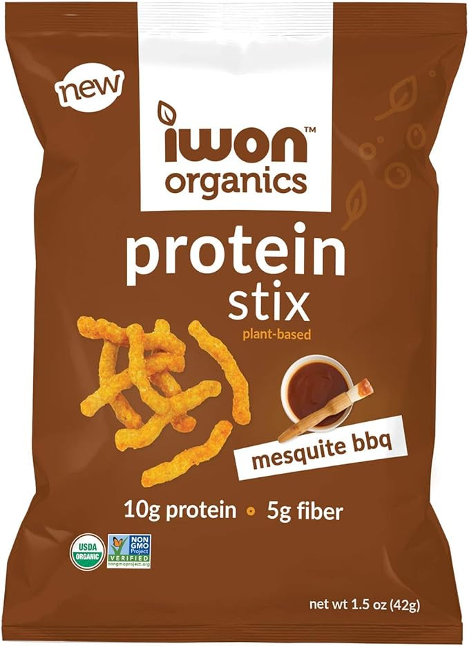 IWON Organics Mesquite BBQ Flavor Snack Stix, High Protein and Organic, 8 Bags, 1.5 Ounce | Amazon (US)