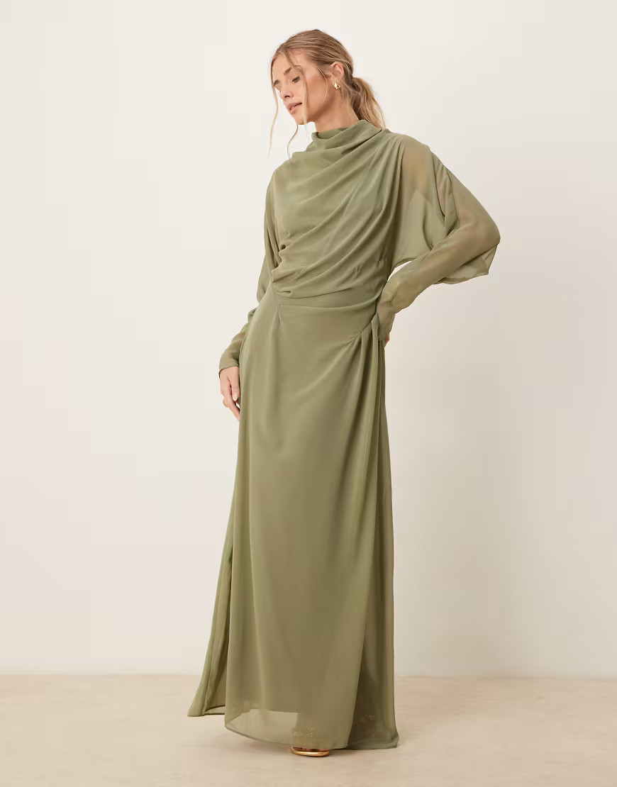 ASOS DESIGN high neck maxi dress in green | ASOS (Global)